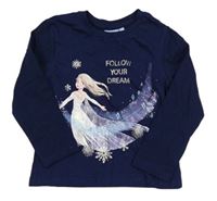 Tmavomodré triko s Elsou Disney