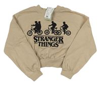 Béžová crop mikina s potiskem - Stranger things H&M