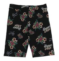 Černé elastické kraťasy s květy H&M