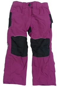 Růžovo-černé outdoorové zateplené kalhoty