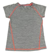 Šedé žíhané sportovní tričko s neonovým prošitím H&M