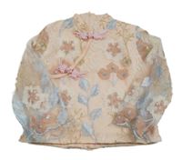 Světlerůžová květovaná tylová halenka 