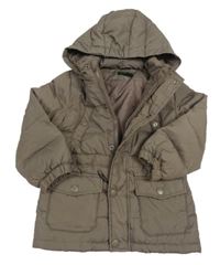 Hnědá šusťáková zimní bunda s kapsami a kapucí Benetton