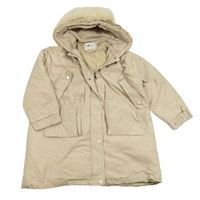 Béžová šusťáková zimní parka s kapucí s kožešinou