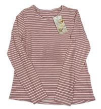 Nové - smetanovo-jahodovo-černé pruhované triko C&A