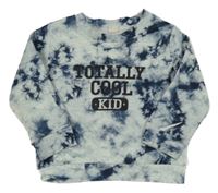 Světle-tmavomodrá batikovaná mikina s nápisem 