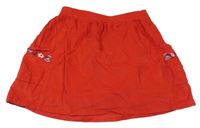 Červená manšestrová sukně s kytičkami Sergent major