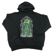 Černá mikina s čarodějkou a kapucí 