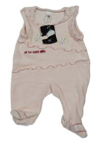 Nové - Světlerůžové sametové dupačky s ovečkami C&A