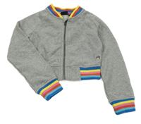 Šedá třpytivá propínací crop mikina s barevnými lemy Pepperts