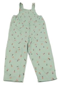 Zelenkavé laclové kalhoty s kytičkami Shein