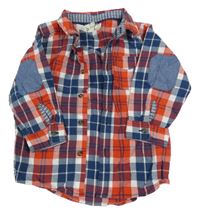 Tmavomodro-červeno-bílá kostkovaná košile H&M