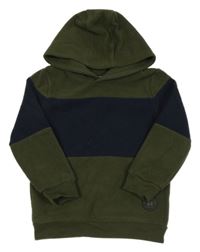 Khaki-tmavomodrá fleecová mikina s kapucí Topolino