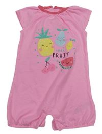 Neonově růžový bavlněný kraťasový overal s ovocem Primark