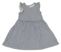 Tmavomodro-bílé pruhované bavlněné šaty H&M
