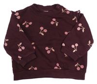 Vínová mikina s třešněmi a volánky H&M