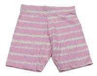 Světlerůžovo-bílé batikované elastické kraťasy Primark