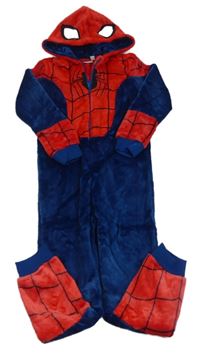 Tmavomodro-červená chlupatá kombinéza s kapucí - Spiderman Marvel