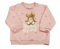 Broskvová mikina s medvídkem a srdíčky H&M