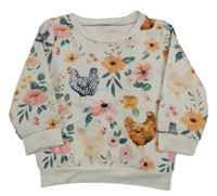 Bílá mikina s květy 