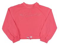 Neonově růžová crop mikina s nápisem Mayoral 