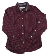 Vínová košile s puntíky H&M
