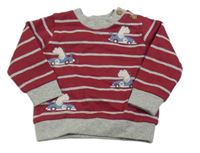 Červeno-šedá pruhovaná mikina s krokodýly zn. M&Co.