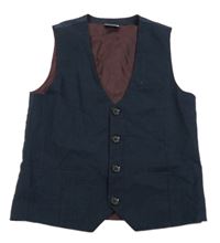 Tmavomodrá kostkovaná společenská vesta Next 