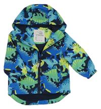 Tmavomodrá šusťáková jarní bunda s dinosaury a kapucí Nutmeg