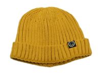 Okrová pletená žebrovaná čepice 