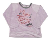 Lila plyšová mikina s nápisem 