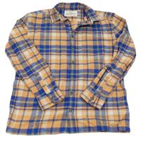 Oranžovo-tmavomodro-zelená kostkovaná flanelová košile M&S