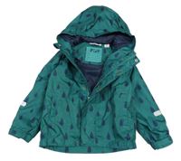 Tmavozelená šusťáková jarní bunda s kapičkami a kapucí Lily & Dan