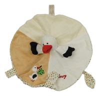 Bílo-béžový plyšový usínáček s čápem 