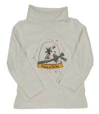 Bílé triko s potiskem a rolákem Topolino 