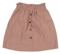 Světlerůžová manšestrová sukně s knoflíky Shein