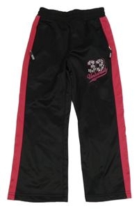 Černo-růžové sportovní kalhoty s číslem a kamínky
