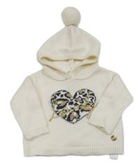 Smetanový svetr se srdíčkem a kapucí River Island