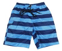 Světlemodro-tmavomodré pruhované plážové kraťasy Iefiel 