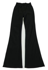 Černé žebrované flare kalhoty Primark