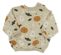 Béžová oversize mikina s dýněmi a duchy George