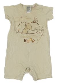Béžový bavlněný kraťasový overal s medvídkem Pú H&M