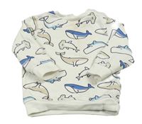 Bílá mikina se žraloky Topolino