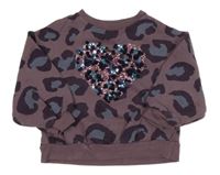 Fialová oversize mikina se vzorem a flitry Next