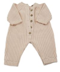 Světlerůžový žebrovaný pletený overal