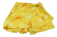 Žluto-oranžová skort sukně s obrázky Morese 