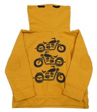 Okrová mikina s motorkami a komínovým límcem Topolino