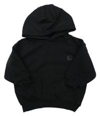 Černá oversize mikina s potiskem a kapucí River Island