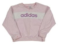 Světlerůžovo-bílá mikina s logem Adidas 