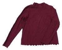 Vínové žebrované triko H&M